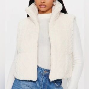 Streetwear Society Cream Faux Fur Vest